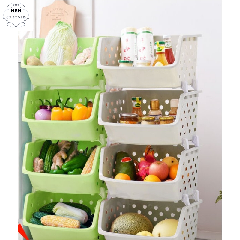 Kệ rổ nhựa 4 tầng đựng đồ đa năng