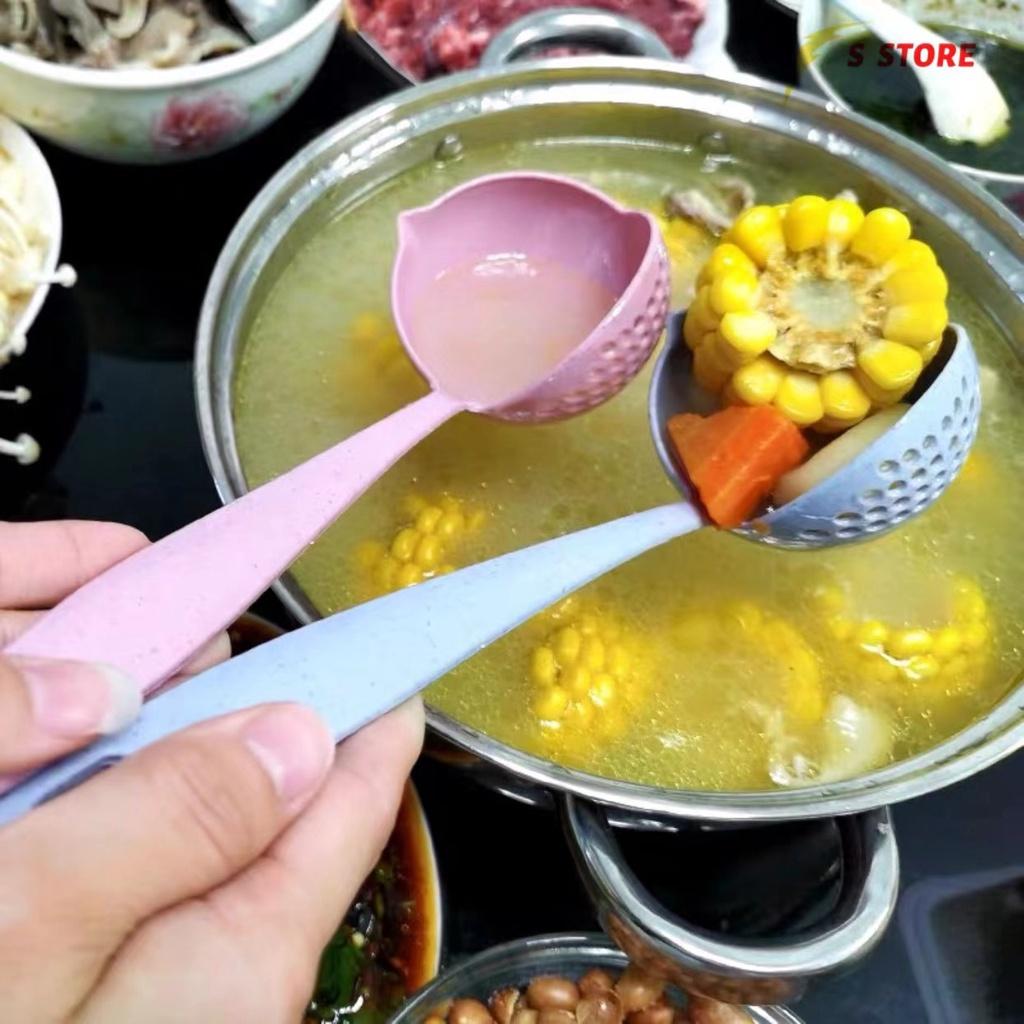 Vá vớt có lỗ và Vá múc canh tiện dụng, Muôi, muỗng thủng ăn lẩu, múc canh 2 trong 1