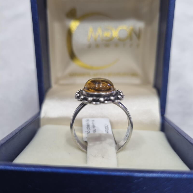 Nhẫn hổ phách Baltic màu Cognac (NHP0001) - MOON Jewelry