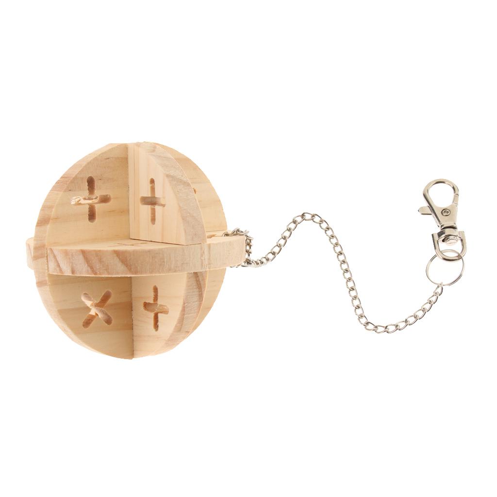 2x Natural Wooden Ball Chew Toy for Bird Parrot Hamster Rabbit Chinchilla