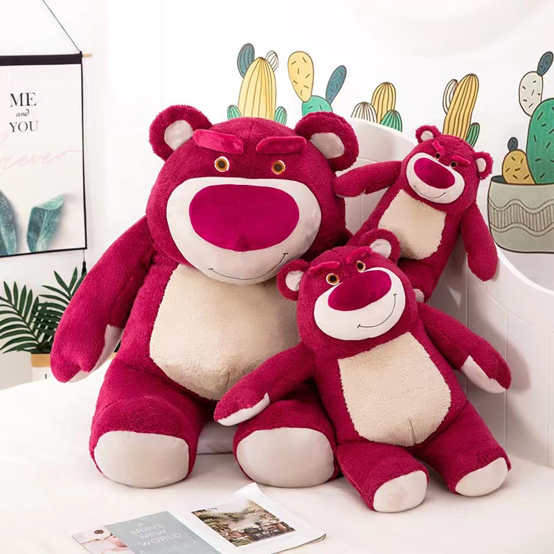Thú nhồi bông lotso đứng dễ thương - Size 22cm - Quà tặng gấu dâu đỏ đậm đứng - Gối ôm lotso huggin bear lông xù