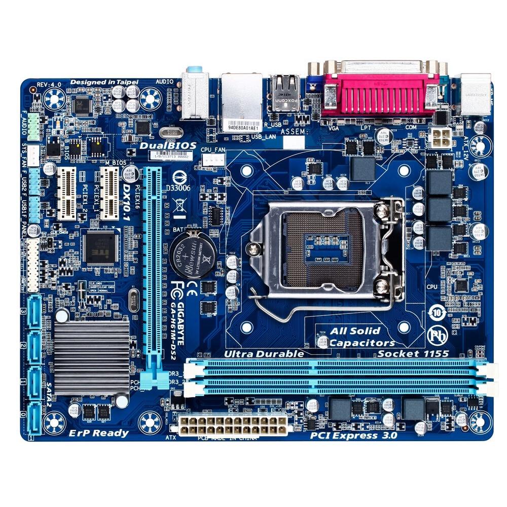 Bo mạch chủ máy tính bàn (Mainboard) Gigabyte GA-H61M-DS2 Socket 1155 (Kèm: Chặn (FE), Keo tản nhiệt CPU, Còi, dây SATA