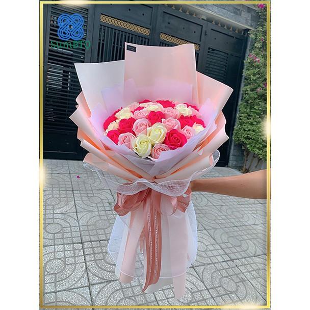 Hoa Giả Hoa Hồng Sáp Mix 3 Màu