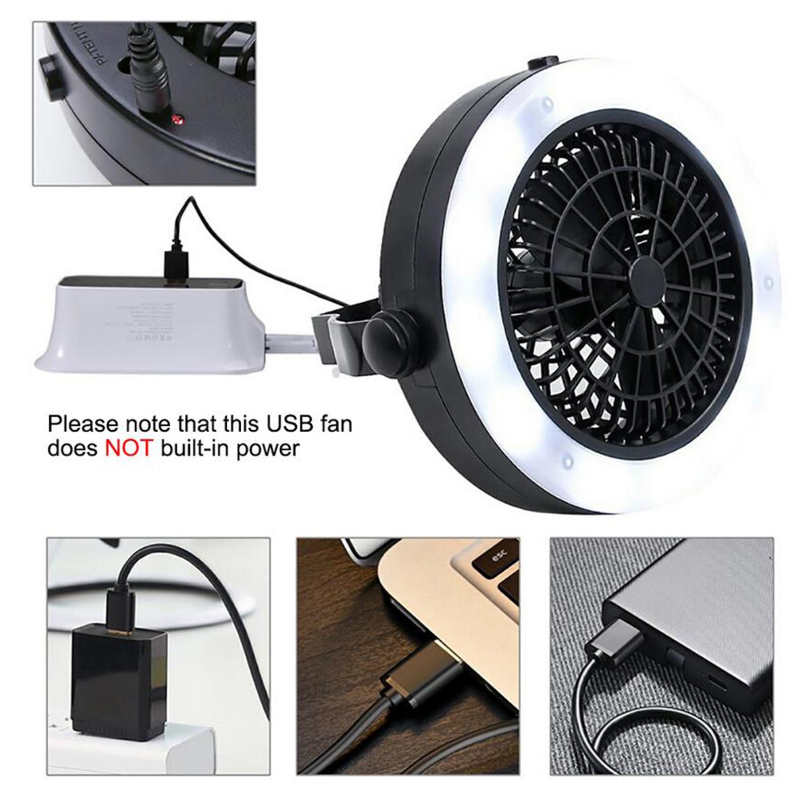 Outdoor Tent Fan with Light Rechargeable Camping Lantern Handheld Travel