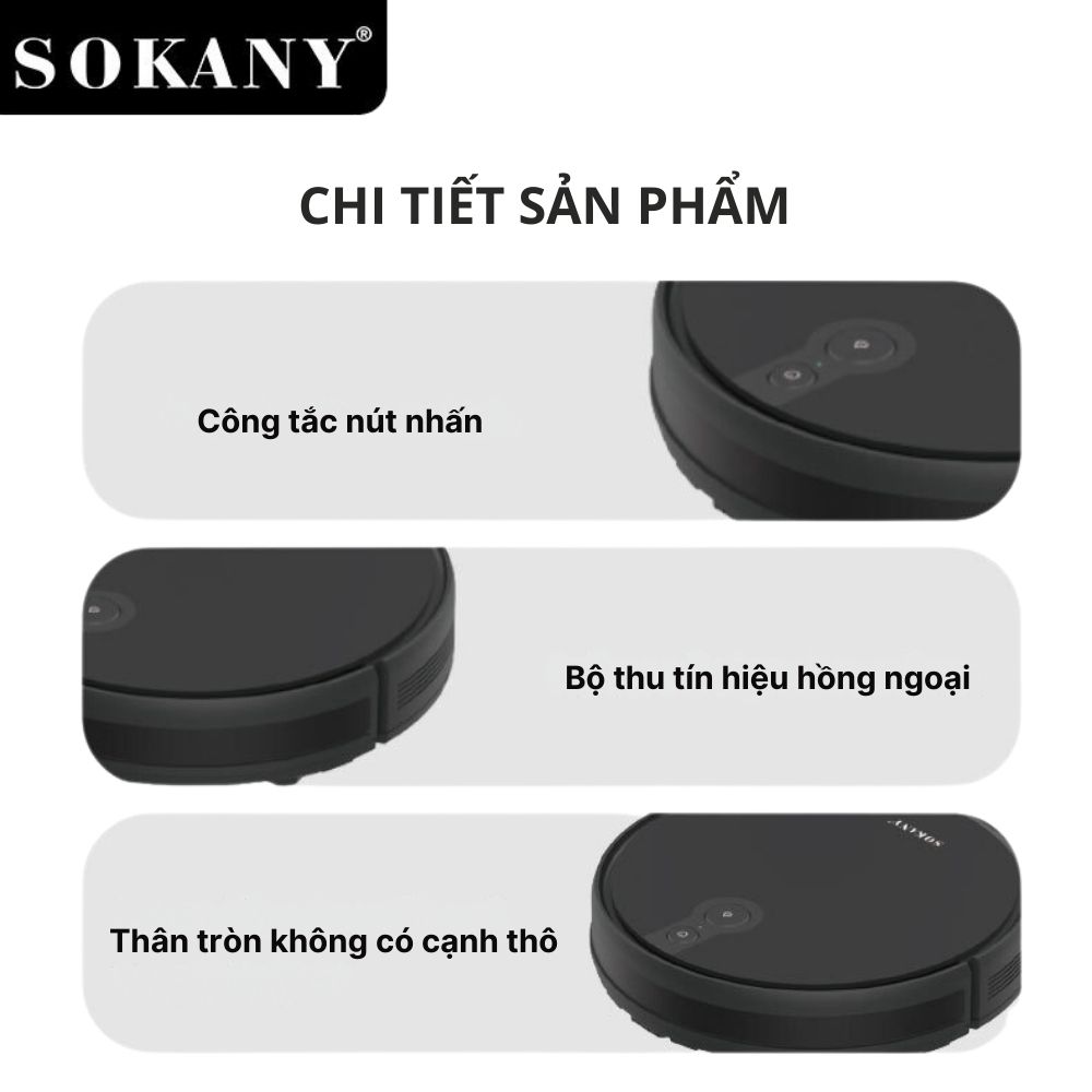 Robot quét nhà hút bụi thông minh SOKANY SK-13016, máy hút bụi đa chức năng, sạc tự động - HÀNG CHÍNH HÃNG