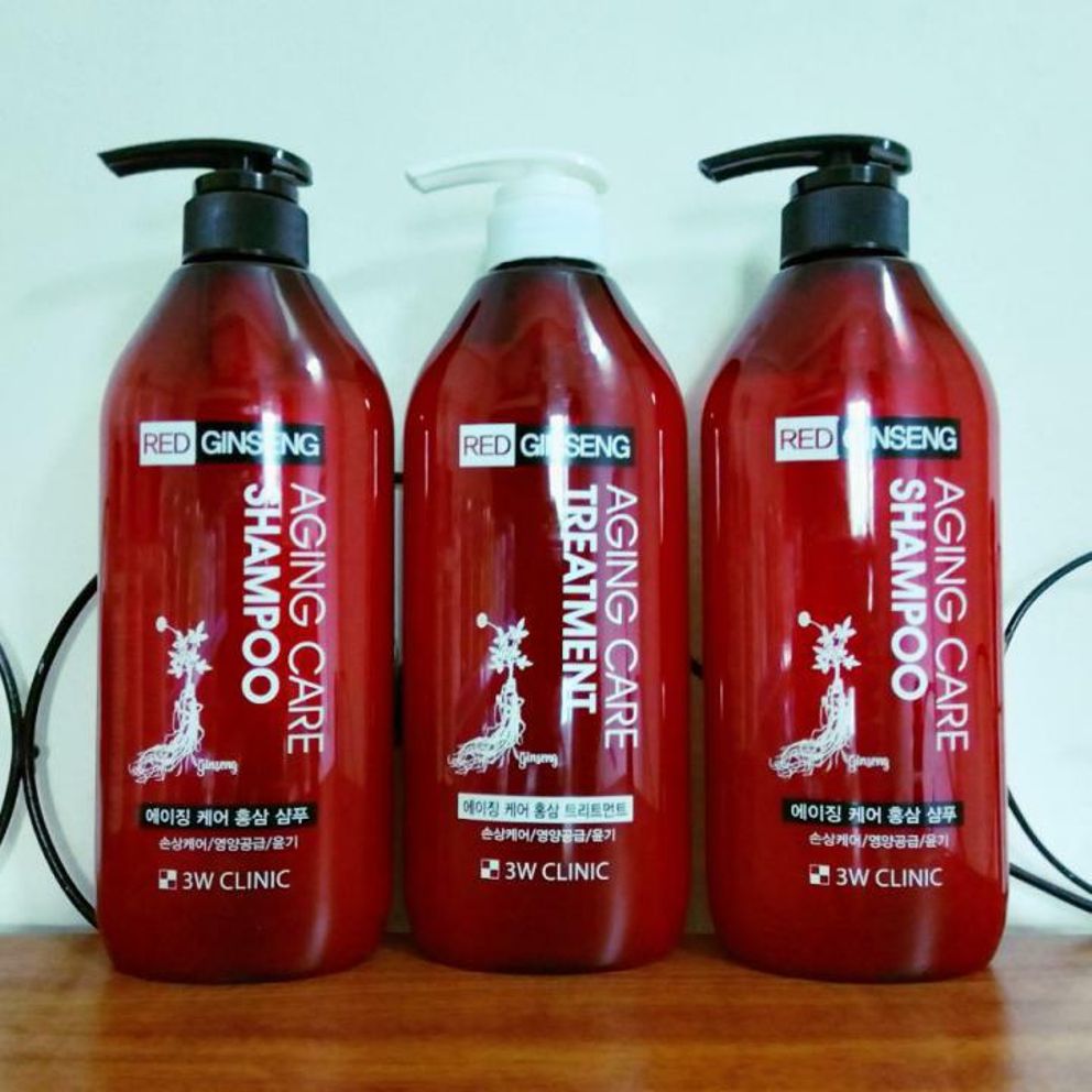 Bộ 2 dầu gội 1 dầu xả tinh chất nhân sâm đỏ 3W CLINIC AGING CARE RED GINSENG SHAMPOO & TREATMENT