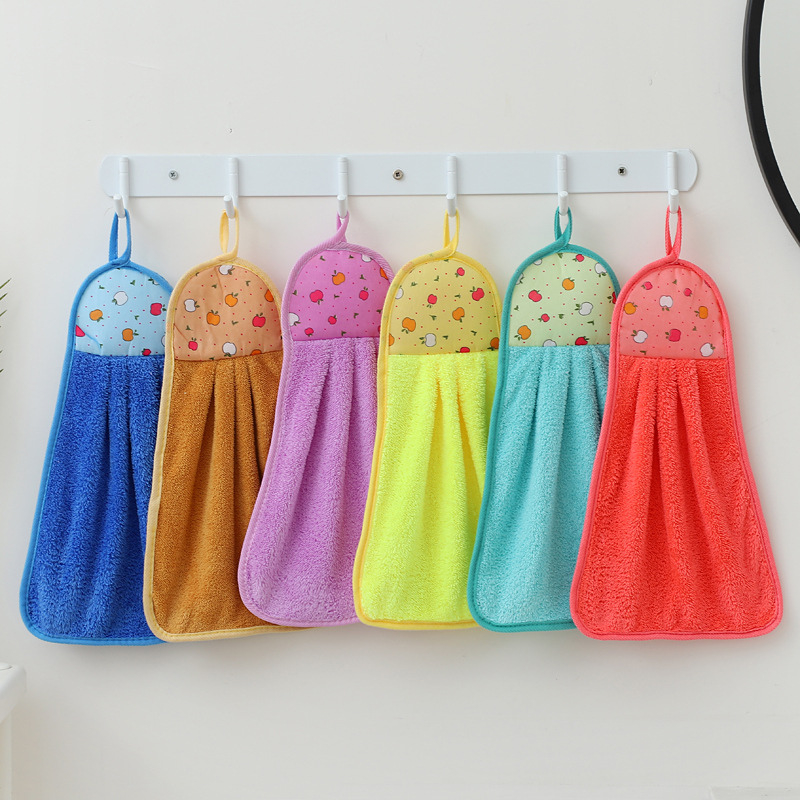 Khăn Lau Tay Có Móc Treo Dùng Trong Nhà Bếp, Khăn Lau Tay Bếp Vải Cotton Mềm Mại Siêu Thấm Hút Giao Màu Ngẫu Nhiên - 3