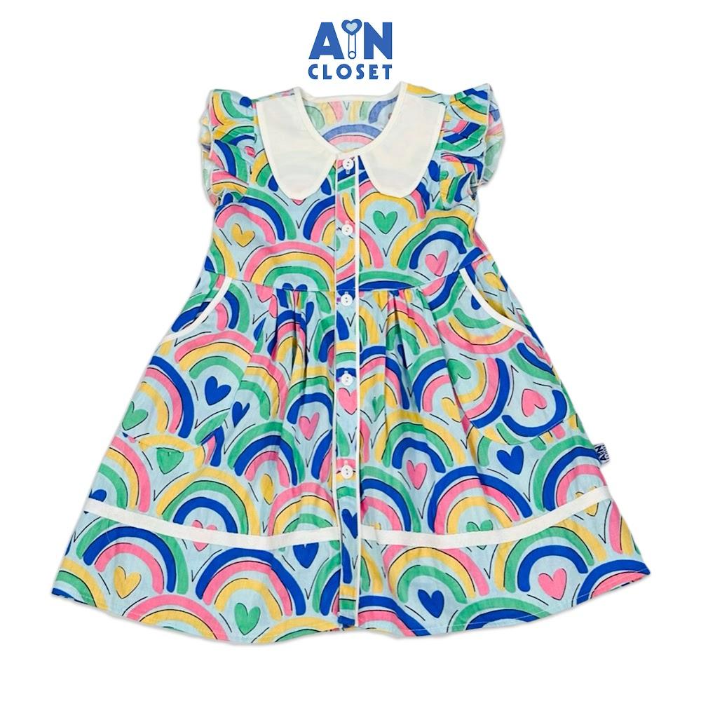 Đầm bé gái họa tiết Cầu Vồng Xanh cotton - AICDBGWKVHQB - AIN Closet