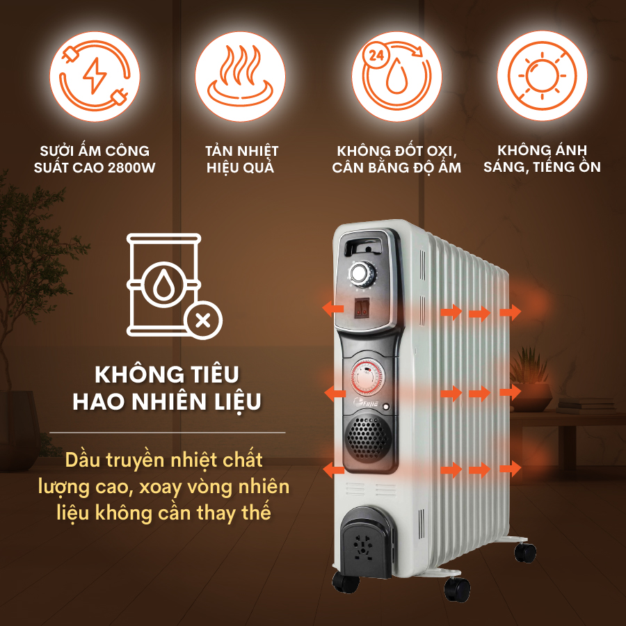 Máy Sưởi Dầu FujiE OFR4613 (2800W) - Hàng chính hãng