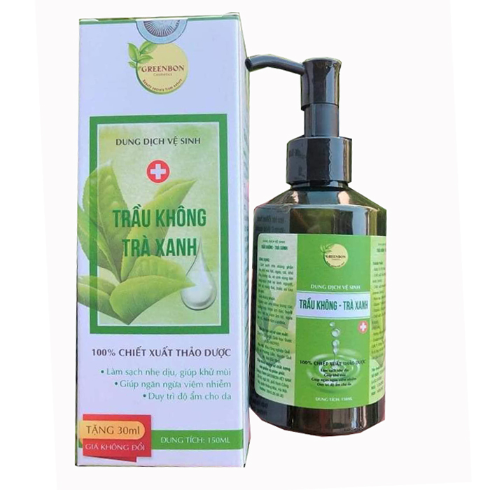 Dung dịch vệ sinh nữ tinh chất trầu không trà xanh GREENBON 150ml,làm sạch dịu nhẹ, cân bằng pH