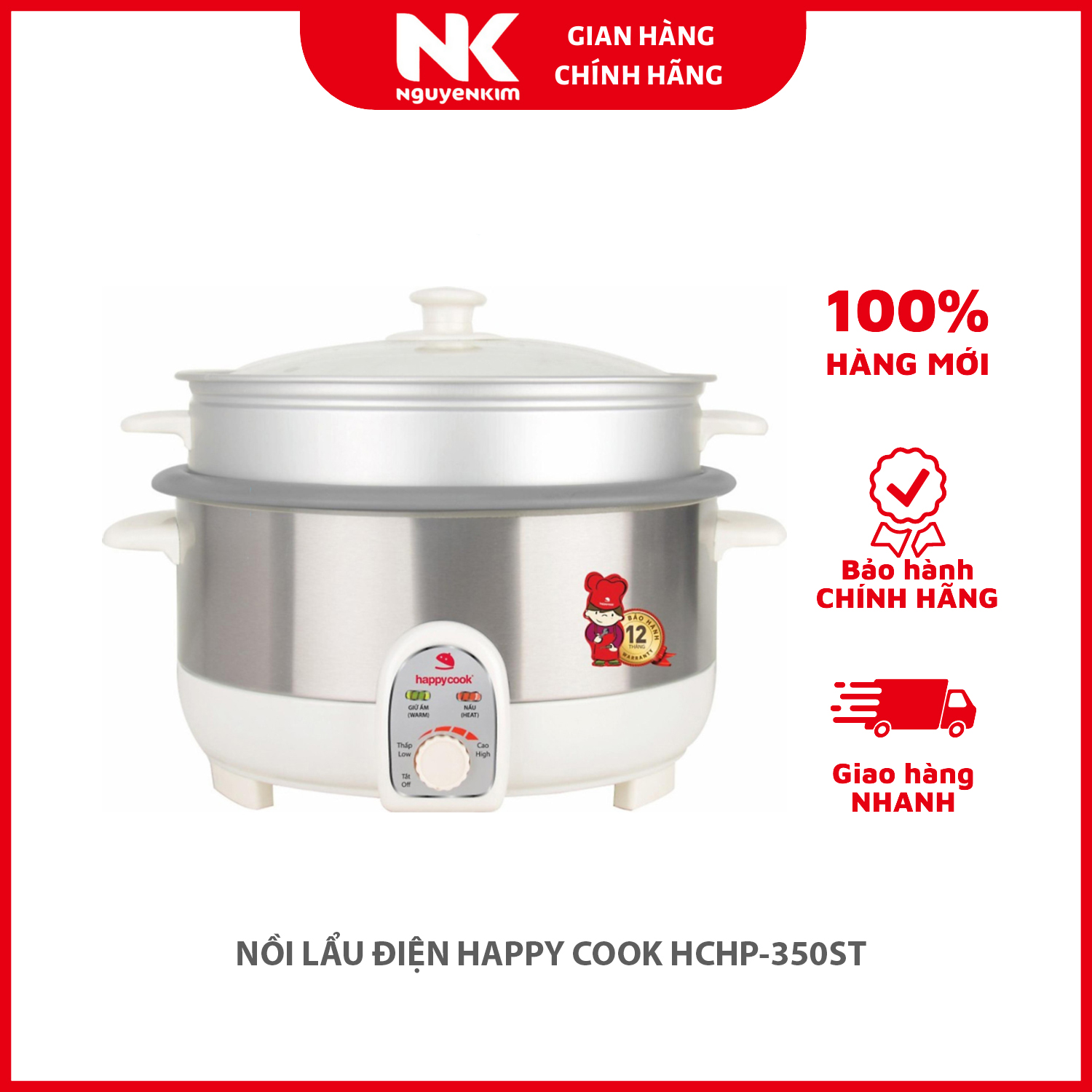 NỒI LẨU ĐIỆN HAPPY COOK HCHP-350ST - Hàng chính hãng