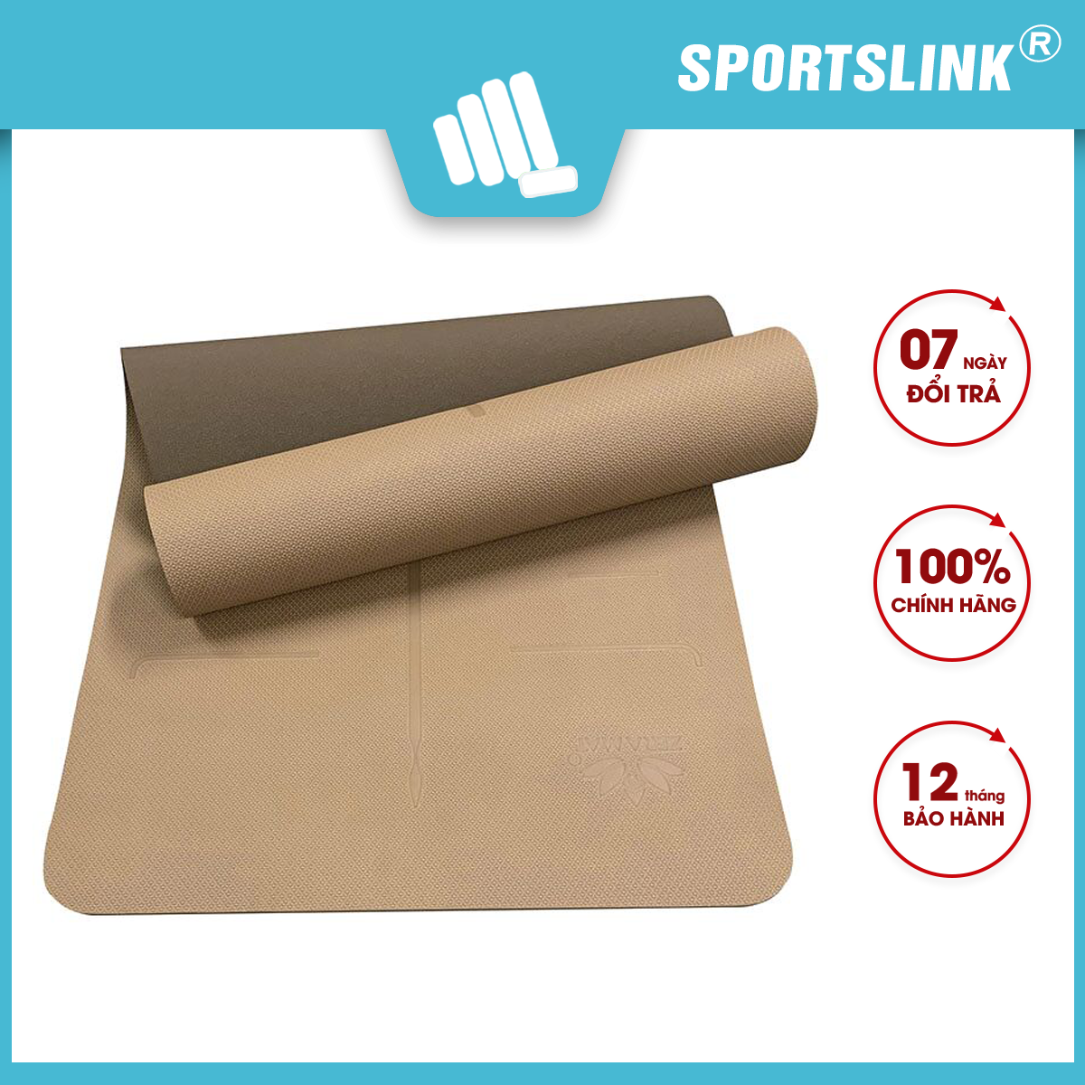 Thảm tập Yoga định tuyến Sportslink Zera TPE 2 lớp 8mm