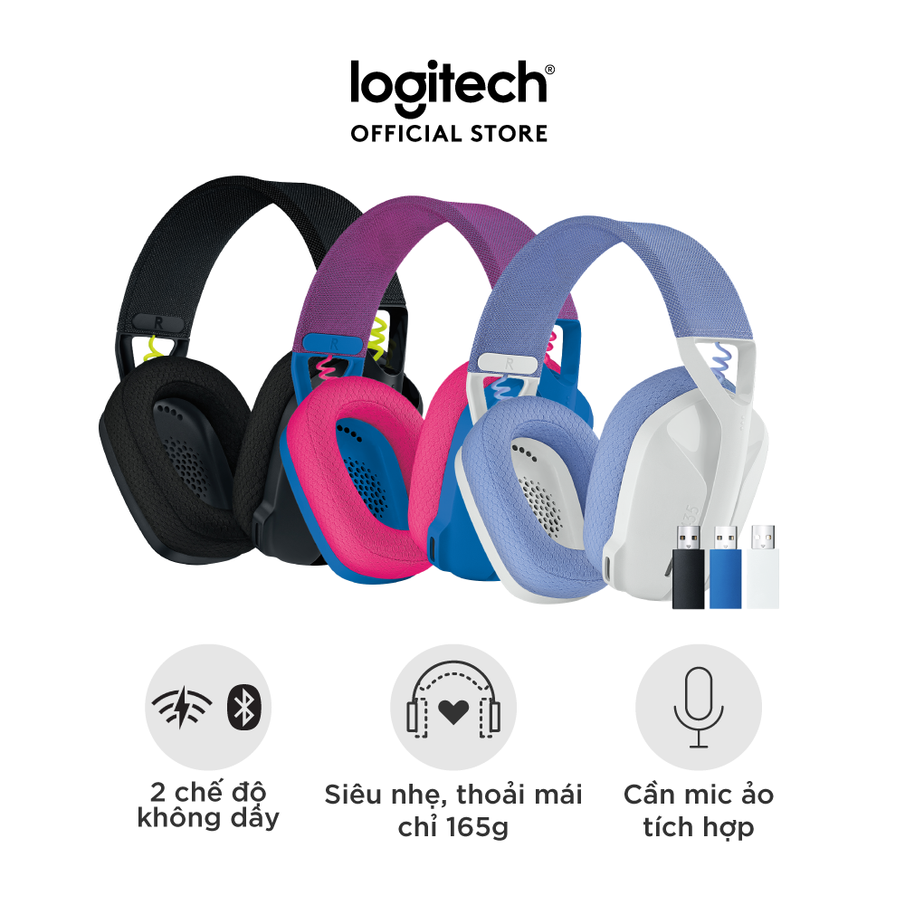 Tai nghe game không dây Bluetooth và Lighspeed Logitech G435 – Mic ảo tích hợp, nhẹ, tương thích PC, Điện thoại, PS4, PS5 - Màu