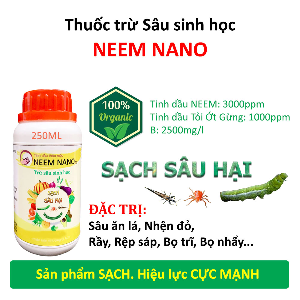 VƯỜN SINH THÁI chăm sóc cây trồng - Thuốc trừ sâu sinh học neem nano - Sạch nhện đỏ, bọ trĩ, rầy rệp - Chiết xuất 100% Thiên Nhiên