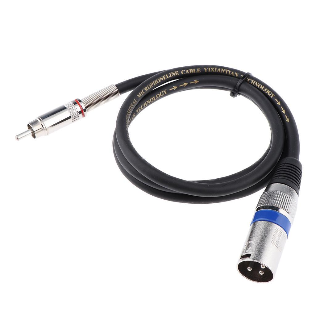 2x RCA Phono Plug to 3 Pin XLR Plug Socket Audio Cable for Microphone 1M