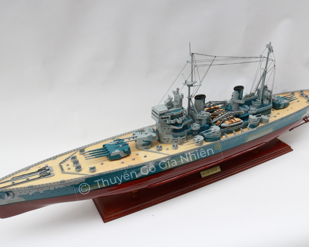 Mô Hình Thuyền Gỗ Phong Thủy Dạng Thuyền Chiến HMS KING GEORGE V Chính Hãng Hàng Xuất Khẩu Chất Lượng Cao