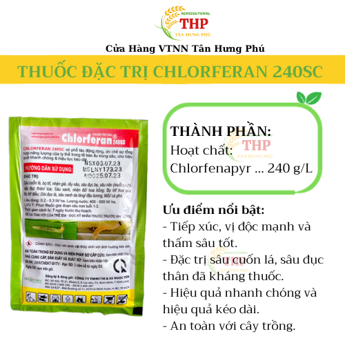 Chế phẩm CHLORFERAN 240SC | Chuyên diệt Sâu Cuốn Lá, Sâu Ăn Lá | Gói 25ml