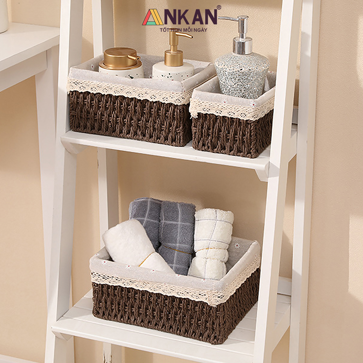 Giỏ Mây Đựng Đồ, Giỏ Đựng Đồ Ăn Vặt ANKAN, Phù Hợp Các Phòng Spa, Khách Sạn Và Trang Trí Trong Nhà