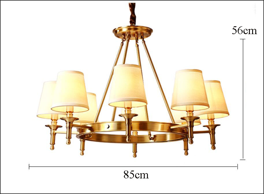 Đèn chùm LEMANO sang trọng khung đồng cao cấp trang trí nhà cửa hiện đại loại 8 tay - kèm bóng LED chuyên dụng.