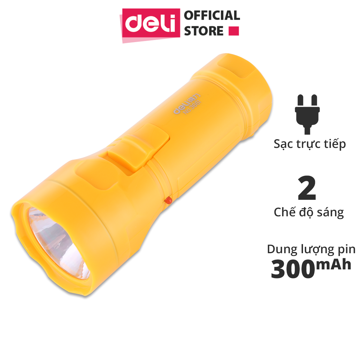 Đèn pin sạc đa năng Deli - màu xanh/ vàng- 1 chiếc - 3662