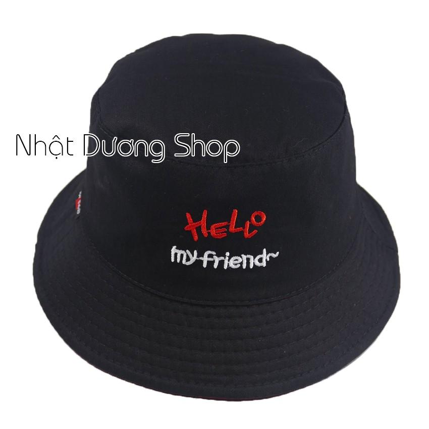 Nón bucket 2 mặt Hello My Friend mũ tai bèo nữ vành nhỏ được may với chất liệu cotton cao cấp, thoáỉ mái