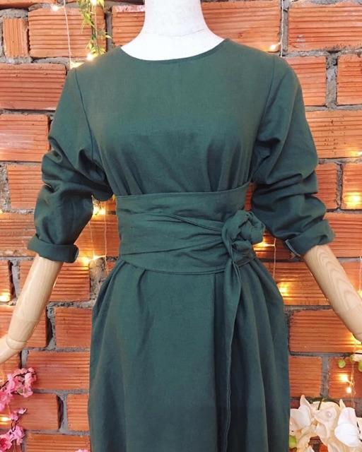 Đầm Linen xanh lá