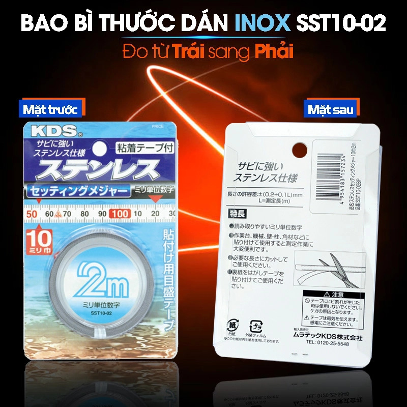 Thước dán inox Nhật Bản KDS 2m