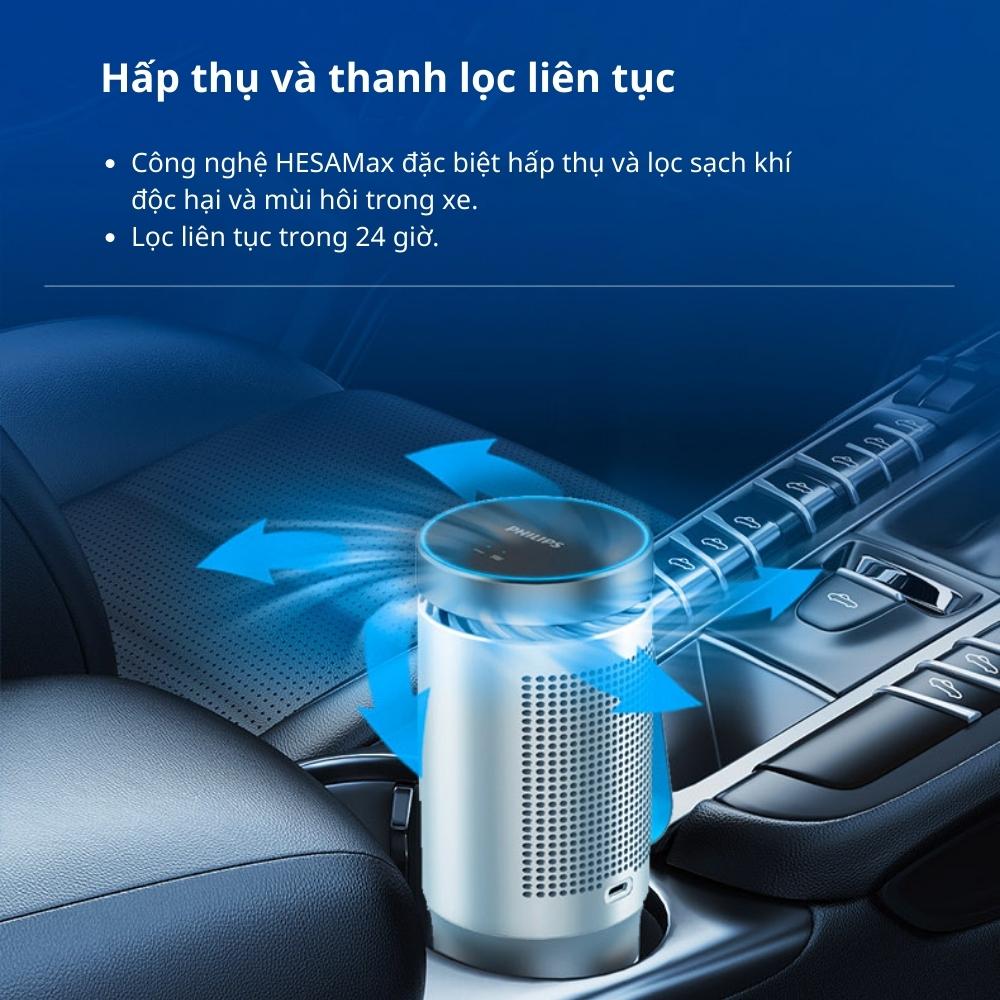Máy lọc không khí Philips Cốc lọc không khí trên ô tô khử mùi, khử khuẩn tia UV Gopure Style GP5602 - Hàng nhập khẩu.