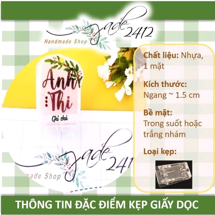 [Tặng kèm Sticker] Kẹp giấy Tên Handmade theo yêu cầu giá rẻ, tiện dụng