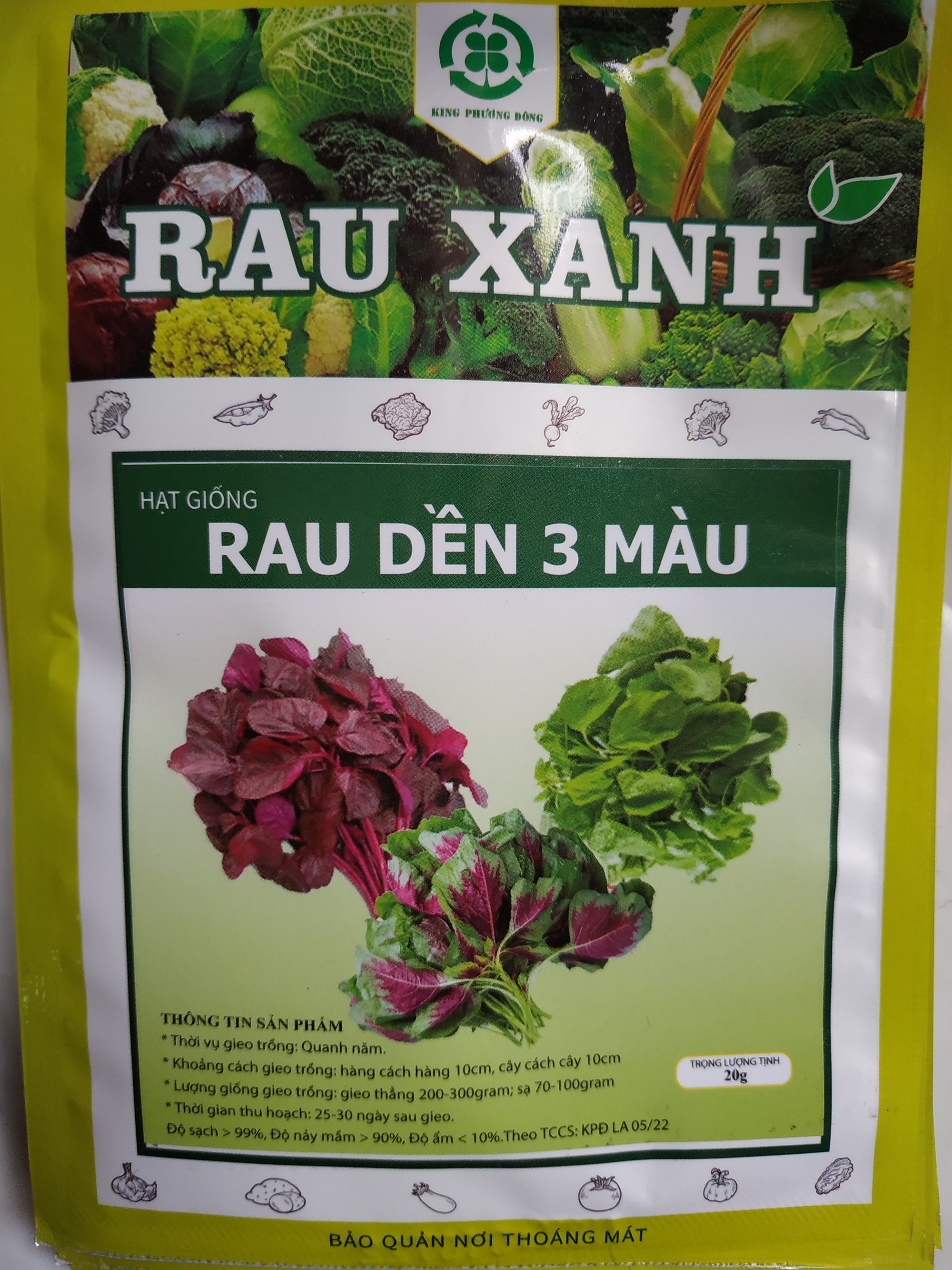 Combo 5 gói Hạt giống RAU DỀN 3 MÀU - gói 20 gram