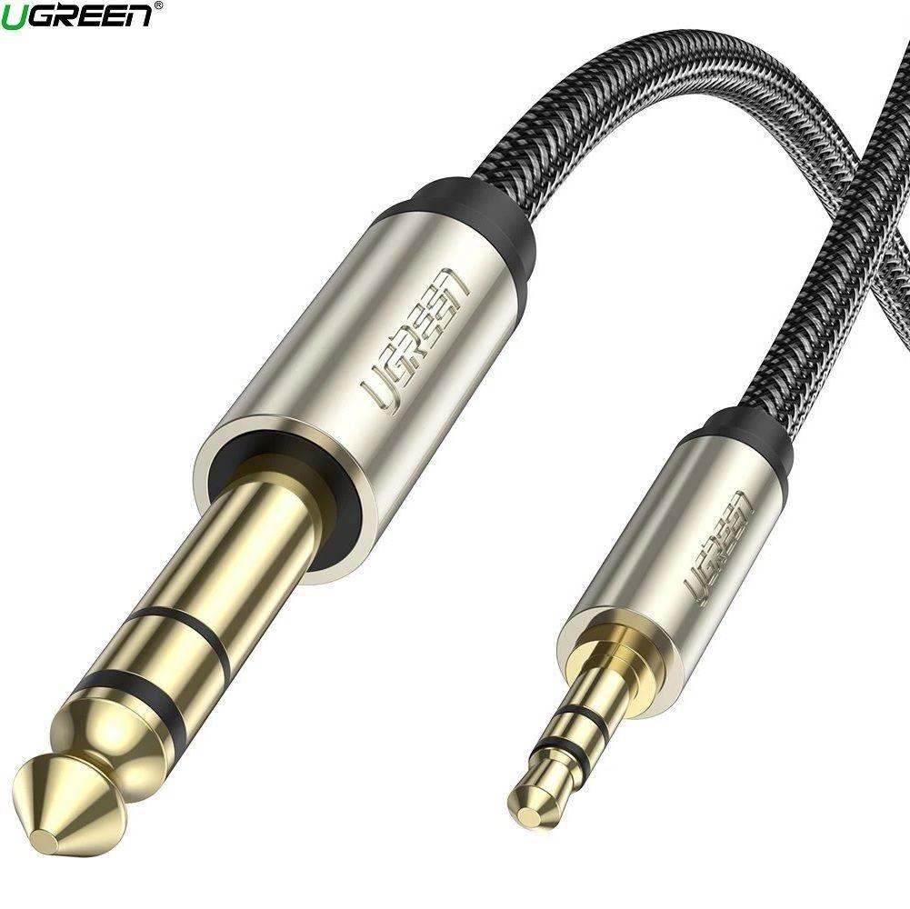 Ugreen UG10629AV127TK 3M màu xám đen cáp 3.5mm TRS ra 6.35mm TS Stereo Pro Audio mạ vàng 24K - HÀNG CHÍNH HÃNG