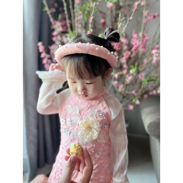 Áo dài bé gái thêu hoa cao cấp VyVy Kids Fashion