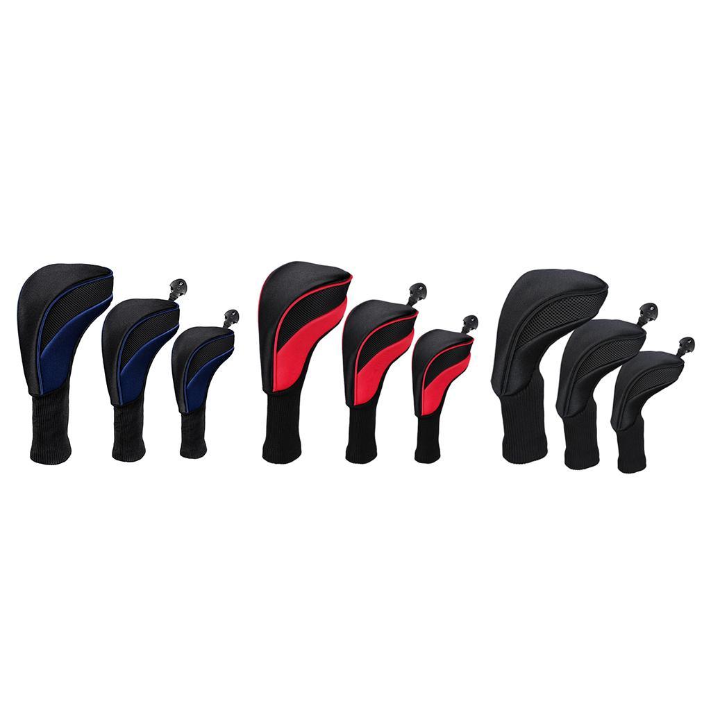 3pcs Golf Club Headcover 460cc Hybrid Driver Wood Head Cover No. 1 3 5