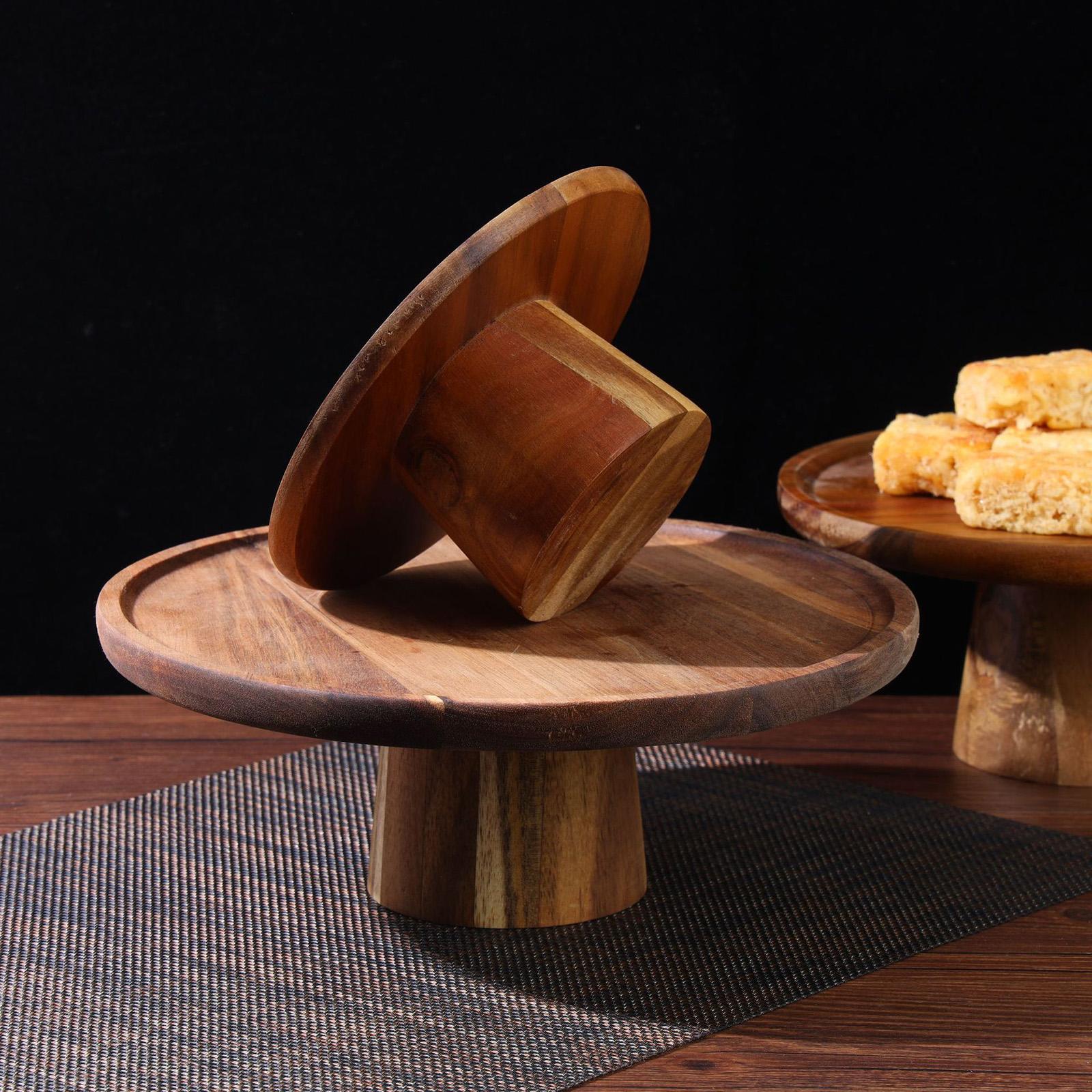 2x Wooden Pedestal Dessert Table High Tray Cake Stand Holders cake Display