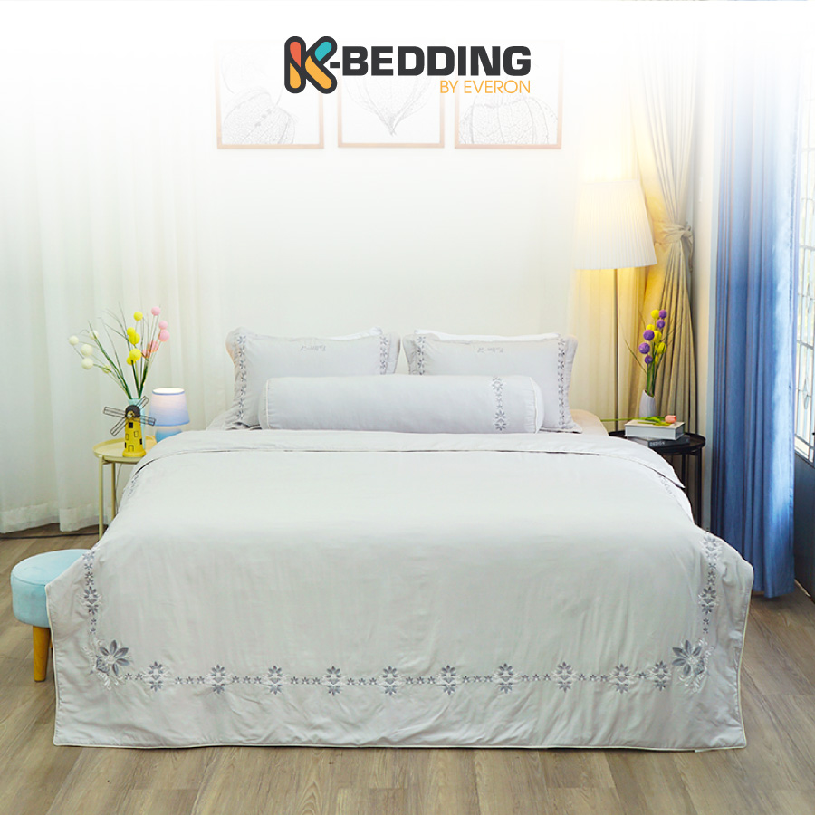 Bộ Ga Giường Chần Bông Kbedding By Everon Kmts 106 Microtencel Xám 4 Món - 180X200Cm