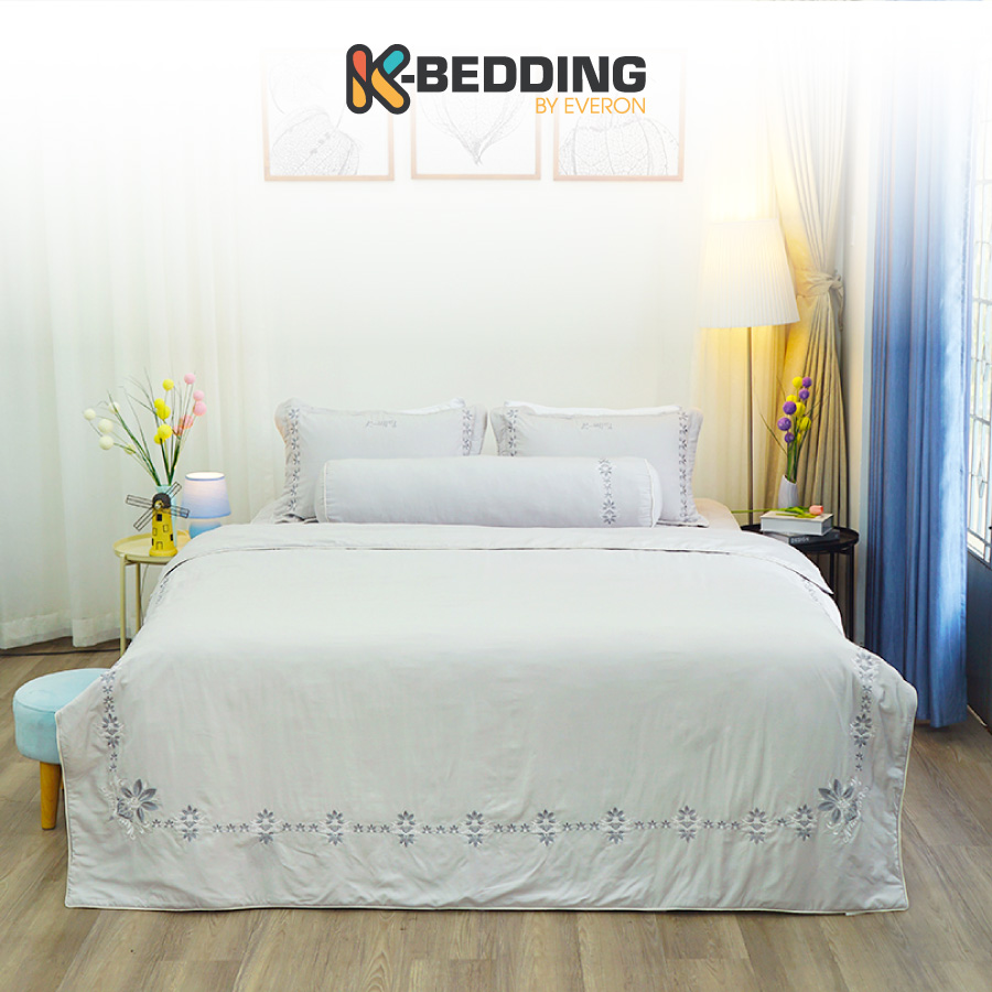 Bộ ga giường chần bông KBedding by Everon KMTS 106 Microtencel Xám (4 món)