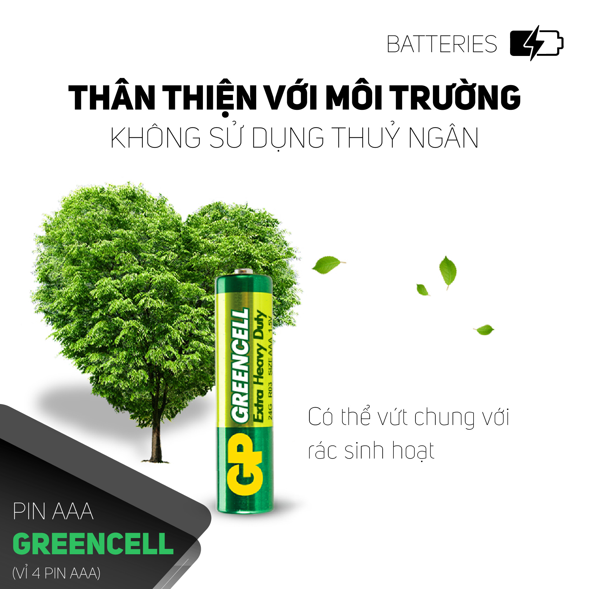 Pin đũa GP Greencell AAA 1.5V (2 viên),Pin AAA GP,Pin chuột máy tính,Pin điều khiển quạt,Pin điều khiển tivi,Pin sử dụng cho các thiết bị nhỏ,Pin đồng hồ treo tường,Pin đồ chơi điện tử trẻ em