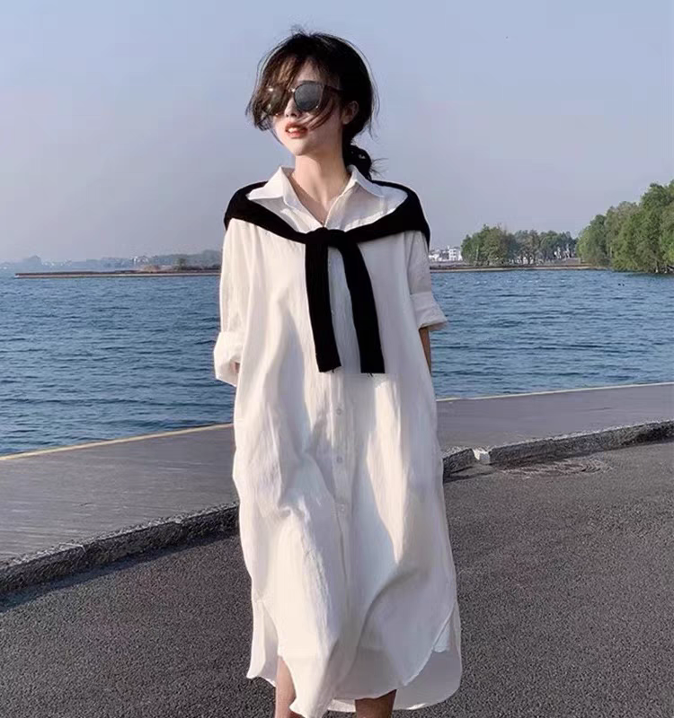 Đầm suông sơ mi chất vải đũi form rộng trẻ trung Đũi Việt