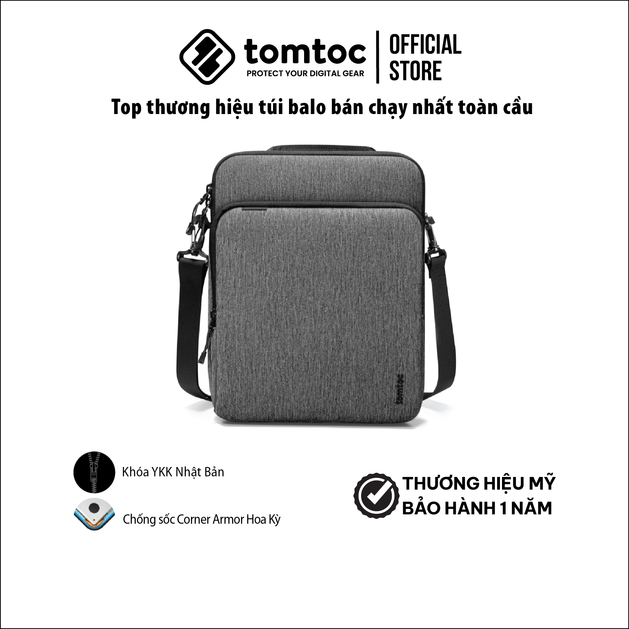 Túi Tomtoc  Tablet Shouder Bag 360 Protection cho iPad Pro 12.9 2022-2018 - H13B -Hàng chính hãng