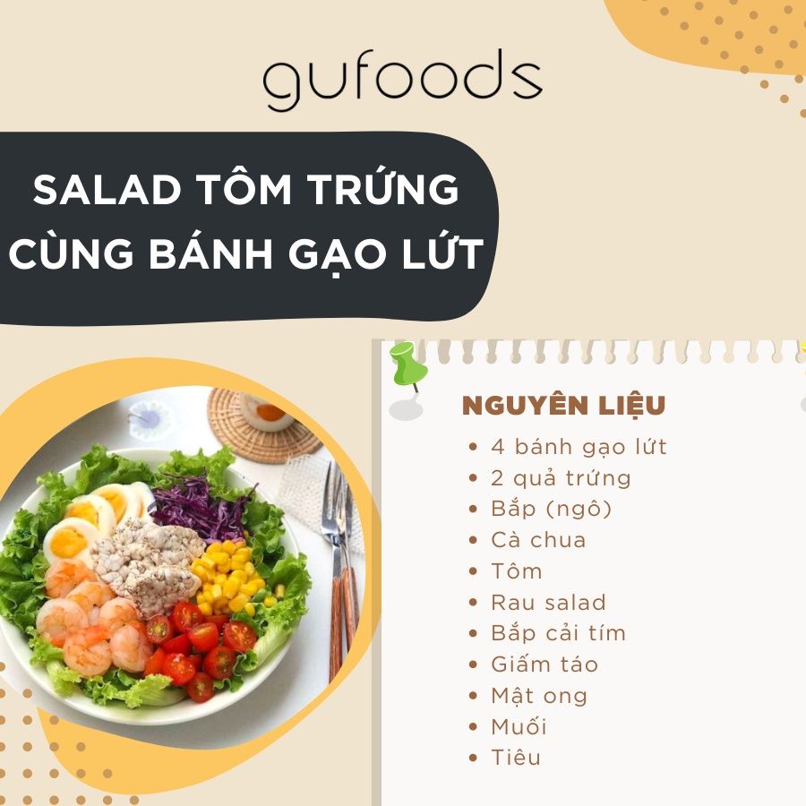 Bánh gạo lứt nguyên hạt GUfoods (510g = 54 bánh) - Phù hợp ăn kiêng, Tập Gym, Eat clean