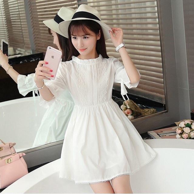 Babydoll trắng tay nơ (kèm hình thật)