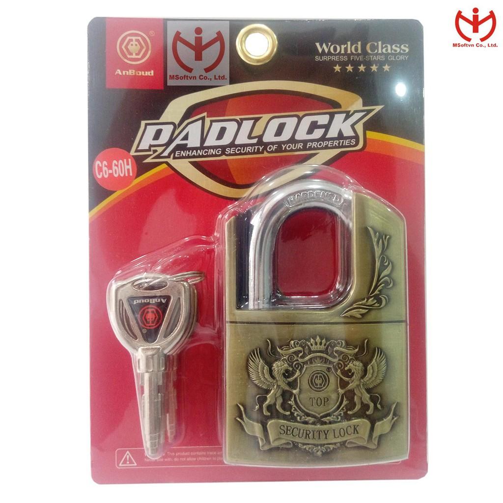 Ổ khóa chống cắt Anboud C6-60H thân kẽm rộng 60mm màu vàng đồng - MSOFT