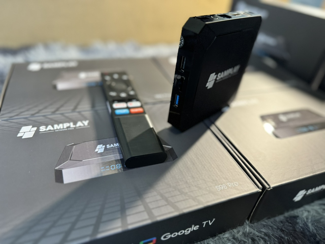 Box Tivi SAMPLAY - S98 PRO - Google TV - Ram 4G/32G - Tích Hợp Tìm Kiếm Bằng Giọng Nói - Hàng Nhập Khẩu