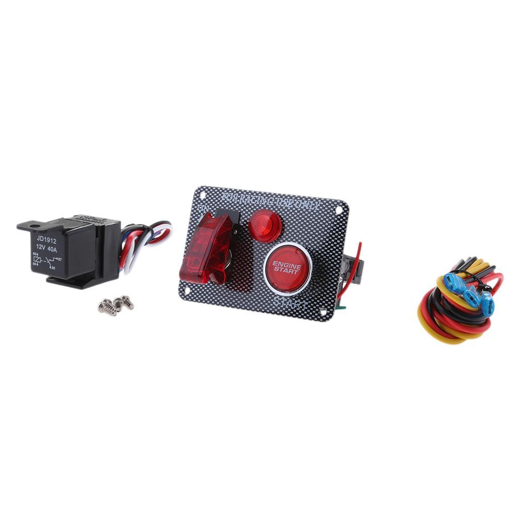 12V Racing Car Ignition Switch LED Toggle Switch Button Panel Kit