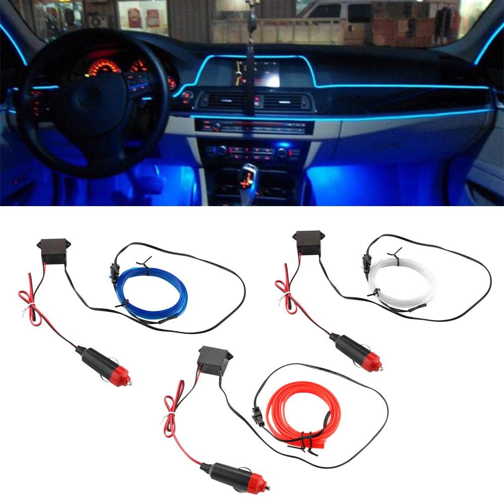 Bộ dây đèn LED neon EL 12V trang trí nội thất xe hơi