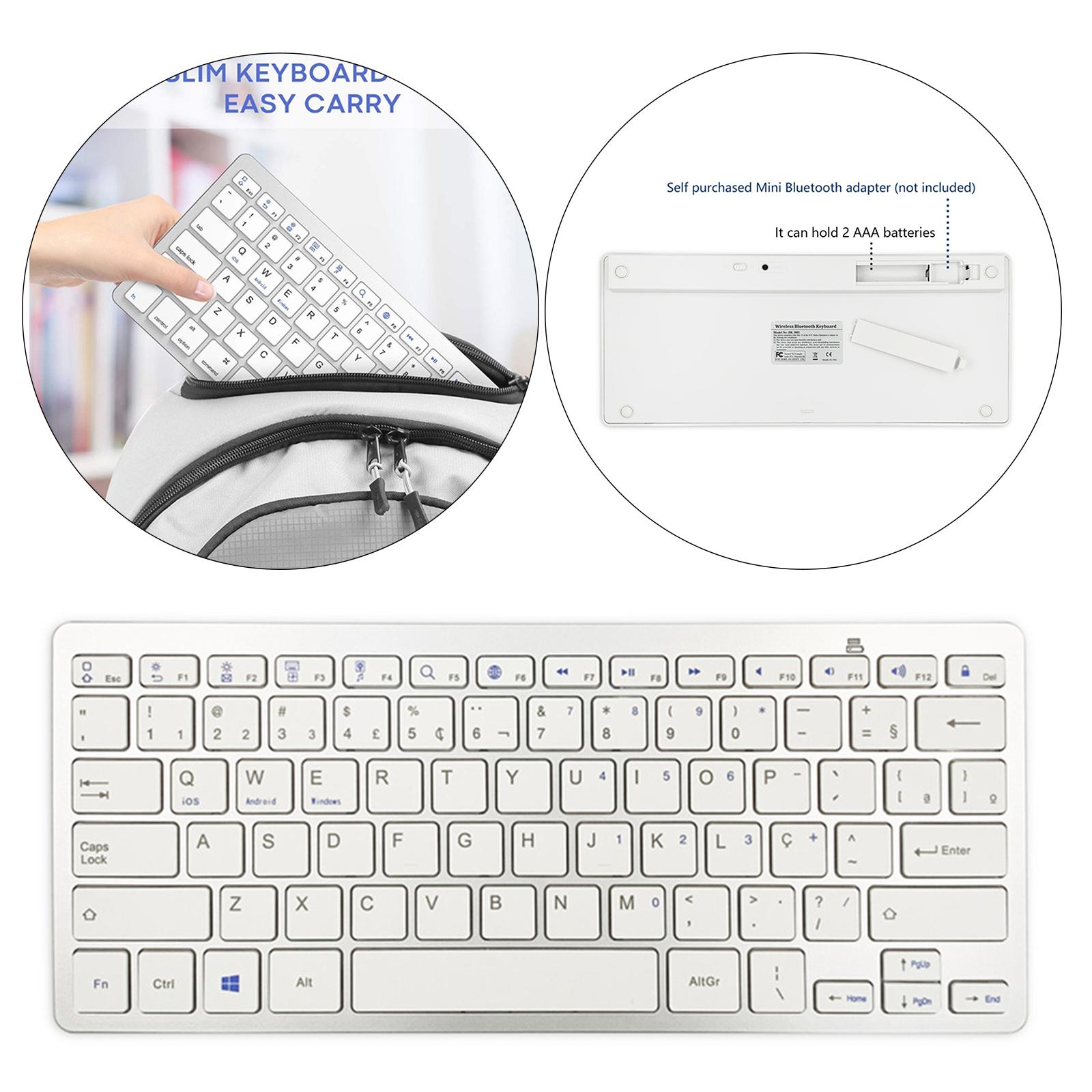 Slim Portuguese 78 Keys Wireless Bluetooth Keyboard for iOS Android Compact