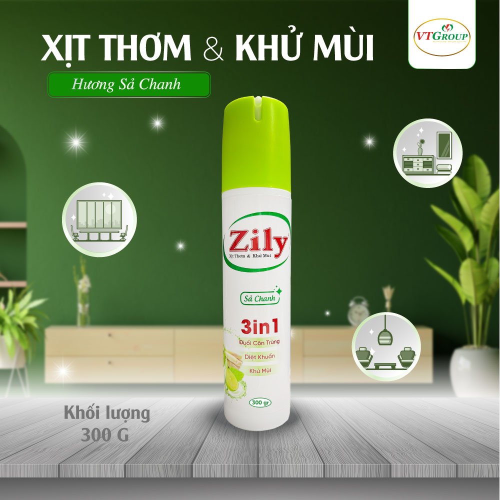 Xịt Thơm &amp; Khử Mùi Zily Chai 300g