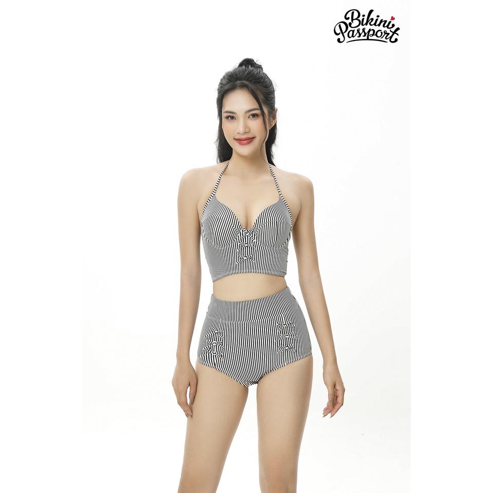 Đồ bơi nữ BIKINI PASSPORT kiểu hai mảnh lưng cao phối nơ cách điệu - Kẻ sọc - BS396_STR