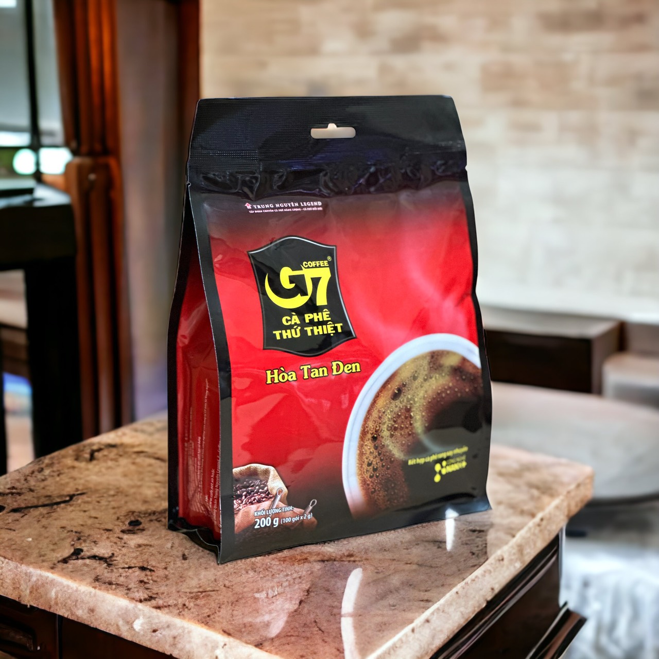 G7 hòa tan Đen Trung Nguyên - Túi 100 gói - Cà phê đen Nguyên Chất G7