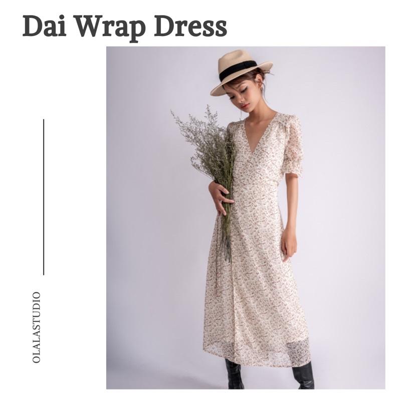OLALASTUDIO Đầm voan cổ V hoa liti - Dai Wrap Dress